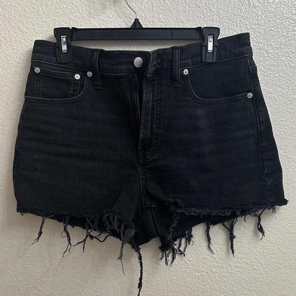 Madewell Black Distressed “the Perfect Jean Shorts”